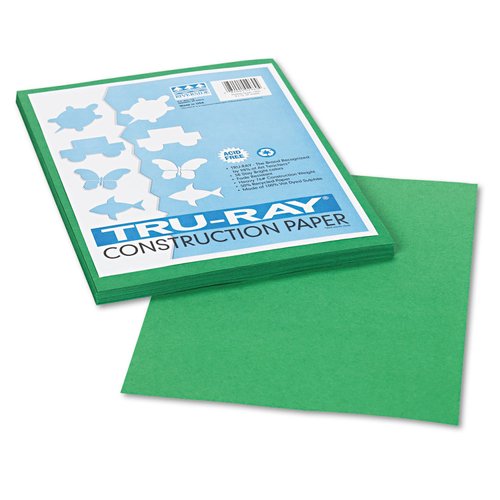 Pacon Construction Paper, 76 lb., 9"x12", 50/PK, Holiday Green, Sold as 1 Package