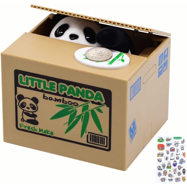 Panda Piggy Bank,Panda Bank Stealing Coin,Panda Coin Bank, Little Panda Bamboo Bank, Automatic Money Saving Piggy Bank for Boys, Girls, Great Gift for Children(Panda Version)