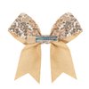 Glitter Cheer Bow Clip - 5 Inch Sequin Hair Bow with Tails for Girls Teen Softball Cheerleader Outfit Uniform -Gold