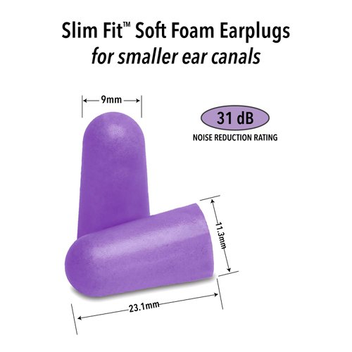 Mack's Slim Fit Soft Foam Earplugs, 3 Pair - Small Ear Plugs for Sleeping, Snoring, Traveling, Concerts, Shooting Sports & Power Tools | Made in USA