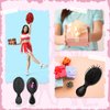 Cheerleading Hair Brush Set - 12 Pcs Mini Detangling Travel Brushes for All Hair Types, Extensions & Wigs