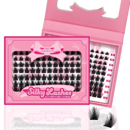 Lash Clusters, 108 Pcs Individual Lashes Soft Cluster Lashes DIY Lash Extension 8-16mm Eyelash Clusters Volume Wispy Lashes Super Thin Band Reusable(Caring,D-8-16mix)