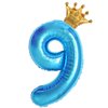 40 Inch Light Blue Number 9 and Mini Crown Balloon for 9th Birthday Party Decorations, Light Blue Birthday Party Balloons Decorations Supplies