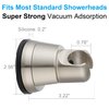 2 Pack Vacuum Suction Cup Shower Head Holder, Removable Shower Head Bracket, Height Adjustable Shower Wand Holder & Wall Mount ABS Plastic Suction Holder for Handheld Shower Head, Brushed Nickel