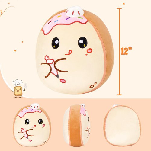 Glow Guards Original 12-Inch Toast Bread Plush Pillow Cute Toast Stuffed Animal with Piping Bag Soft Toast Plush Toy Pillow Birthday Gift for Boys Girls Kids,Pastry Chef