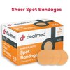 Dealmed Sheer Plastic Spot Bandages – 7/8” Small Round Sterile Strips, Adhesive Outer with Non-Stick Pad, Latex Free, Wound Care for First Aid Kit, 100 per Box (1 Pack)