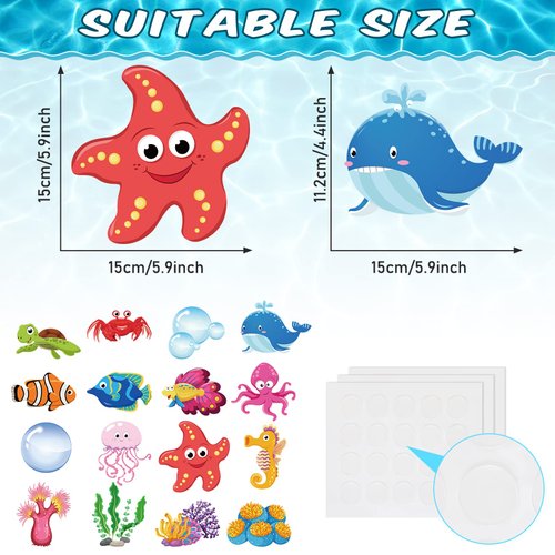 Pajean 48 Pcs Sea Life Cut Outs Ocean Fish Cutouts Animal Under The Themed Accents with 60 Glue Points for Bulletin Board School Classroom Fishing Party Decoration