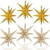 6 Pcs Star Foil Balloons One-Piece 14-Pointed Star Balloons 4D Starburst Cone Mylar Balloons 22inch Christmas Birthday Wedding Wedding Anniversary Party Supplies(Gold + Caramel Colour)