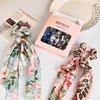 Mirlern 4-Piece Silk Satin Hair Scarf Scrunchies for Women Girls, No Damage Cute Hair Ties with Bow Ribbons Ponytail Holders Elastic Rubber Bands (Lily)