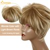 QUEENTAS Pixie Layered Short Blonde Wigs for White Women Black Women Synthetic Hair (Blonde Mixed Brown)