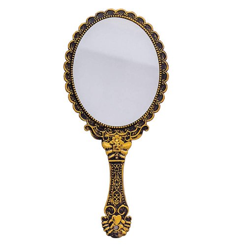 KABAKE Handheld Mirror, Hand Held Mirror with Handle, Small Travel Packet Compact Mirrors, Vintage Decorative Makeup Cosmetic Purse Mirrors for Girls Women, Bronze