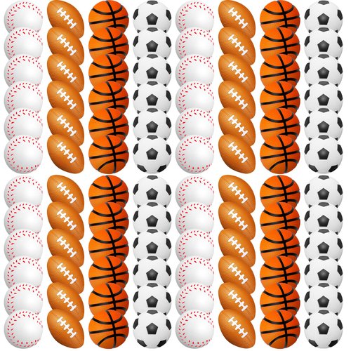 120 Pieces Sports Stress Balls Mini Foam Soccer Ball, Basketball, Football, Baseball Stress Balls for Anxiety Relief Sports Themed Birthday Party Supplies Game Stocking Stuffers