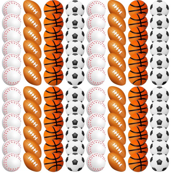 120 Pieces Sports Stress Balls Mini Foam Soccer Ball, Basketball, Football, Baseball Stress Balls for Anxiety Relief Sports Themed Birthday Party Supplies Game Stocking Stuffers