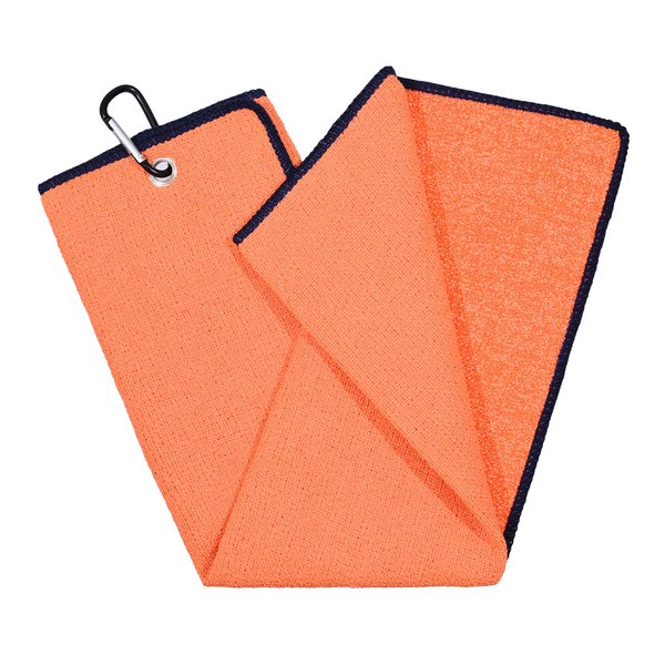 Mile High Life | Tri-fold Golf Towel | Dirt Scrub Side for Club Cleaning and Soft Side for Golf Ball | Brush and Towel in One | Multifunctional Towel | Excellent Water Absorbance (Orange)