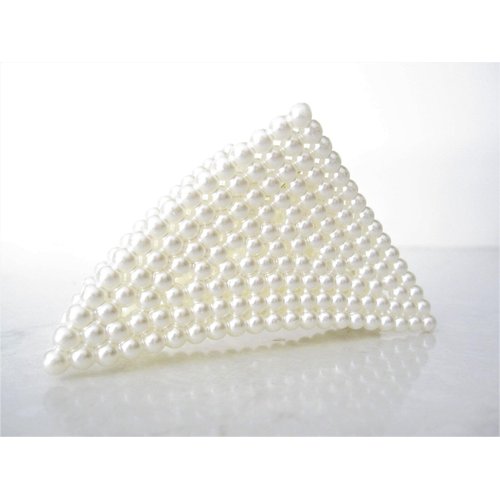 Generic White acrylic triangle hair claw clip with faux pearls for fine thin hair
