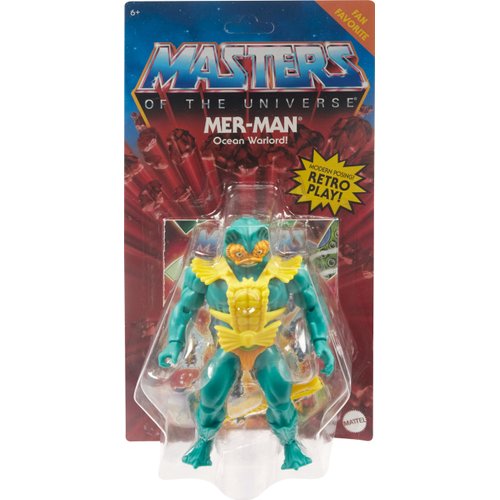Masters of the Universe Origins Action Figure, Mer-Man Collectible, MOTU Ocean Warlord Villain, 16 Posable Joints, 5.5 Inch with Accessories