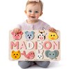 Zuzu Puzzle Personalize Name Puzzle for Toddlers with Animals, Baby Gift for Girls and Boys 0 1 2 3 Year Old, Personalized Puzzle for Kids, 1 Year Old Girl and Boy Kid Gifts, Customized Baby Gift, Montessori Educational Name Toy, Wood Puzzle 1-3