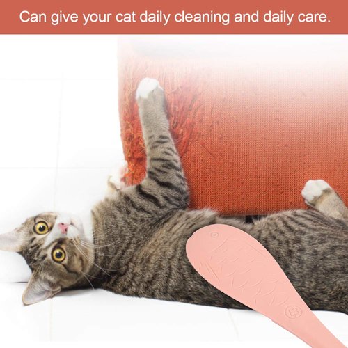 Cat Comb, Cat Tongue Textured Grooming Brush Fish Shape Cat Massage Comb Simulated Cat Tongue Brush Groomer Hair Care Tools for Dogs and Cats(Pink) Combs