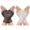 obmwang 2 Pairs Women's Lace Gloves Fingerless Floral Gloves Bridal Prom Gloves for Wedding Party Costume Accessories