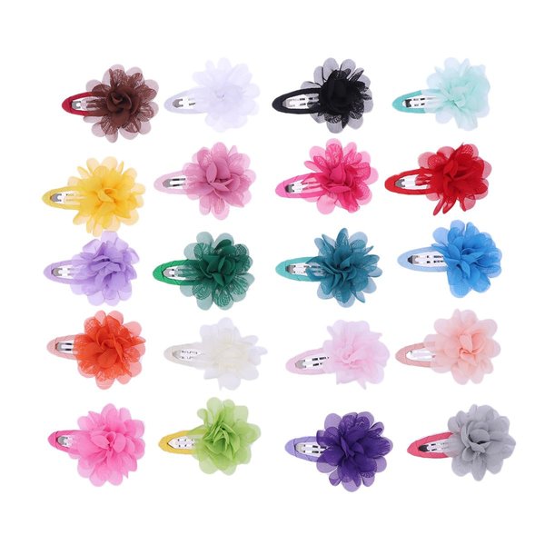 Hair Clips Hair Clips Girl Hair Clips 20pcs Barrettes Flowers Chiffon Hairpin Clips Mixed Color Girls Hair Hair Clips Girl Hair Clips Girl Hair Clips