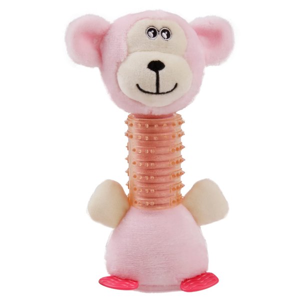 Pet Life ® Totty-Chew' Plush and Rubber Squeaking Newborn Teething Cat and Dog Toy