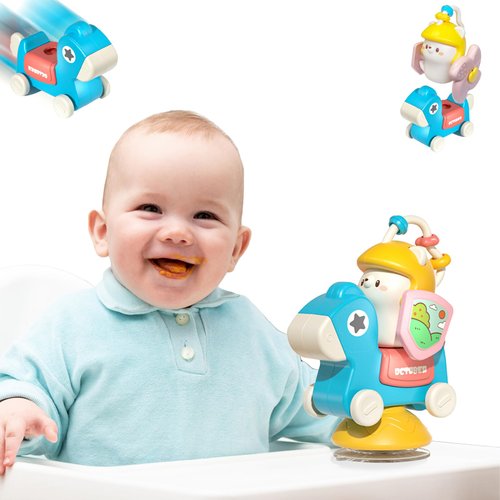XXEDYDD-Highchair Toy,High Chair Toys with Suction Cups,Baby Suction Toys,Spinning Baby Toy, (Blue)