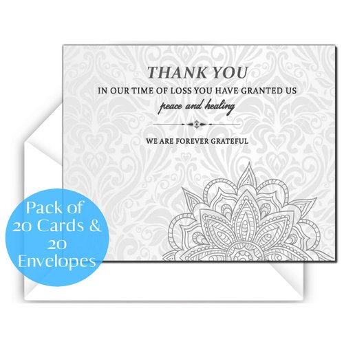Elcer Celebration of life Funeral thank you cards with envelopes Sympathy Condolence acknowledgement Thank you Cards (White)