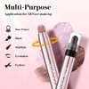 Ofanyia 3Pcs Eyeshadow Stick, Glitter Shimmer Eye Shadow Crayon Eye Brightener Stick with Blending Brush, Smooth Texture Cream Eyeshadow Pen, Long Lasting Waterproof Eye Shadow for Eye Makeup