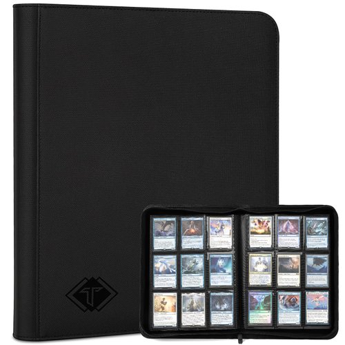 Card Binder for Trading Card 9 Pocket, TiopLior Zip MTG Card Binder with 432 Side Loading Pocket, Card Album Fit for TCG Baseball Football Sports Card, Easy to Insert Card Collection Binder Black
