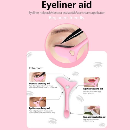 Eyeliner Stencils Wing Tips, Silicone Eyeliner Aid, Marscara Drawing Aid, Lipstick Wearing Aid, Face Cream/Mask Applicator, Easy Makeup Tool, Resusable