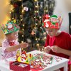 AnyDesign 180Pcs Christmas Foam Crown DIY Craft Kit Snowman Xmas Tree Snowflake Foam Stickers Xmas Adjustable Headband Crown Hats with Stickers for Christmas Party DIY Crown Supplies, Pack of 6