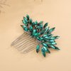 Denifery Women Dainty Simple Full Rhinestone Hair Comb Bride Wedding Hair Comb Bridal Hair Accessories Shiny Rhinestones Bridal Side Hair Combs for Women and Girls (Green)