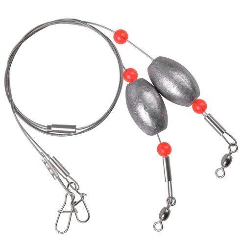 Fishing Egg Sinker Weight Rigs 6pcs Flounder Rig Saltwater Fishing Wire Leader with Egg Sinker Swivels Snap, Grouper Bottom Fishing Rigs