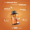 WeightWorld Vegan Vitamin D3 K2-120 Capsules - 5000 IU D3 & K2 120mcg for Bone Strength & Immune Health – K2 D3 Vitamin Supplement Plant-Based Cholecalciferol from Wild-Harvested Lichen