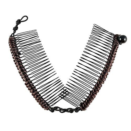 Hairzing Clip | Stretchy Banana Clips for Women - Snug & Comfortable Hair Holder for Thick, Thin and Curly Styles - All Day Hold (Medium, Brown)
