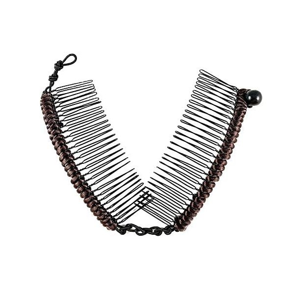 Hairzing Clip | Stretchy Banana Clips for Women - Snug & Comfortable Hair Holder for Thick, Thin and Curly Styles - All Day Hold (Medium, Brown)