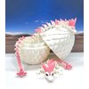3D Printed Dragon with Dragon Egg, Articulated Mother and Child White and Pink Crystal Dragons, Fidget ADHD Autism Toy, Executive Desk Toy MCDD062WP-BD007WP-CRY