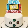 Level 10th Unlocked Cake Topper - Electronic Games Theme Boys Birthday Party Decorations Supplies - 10th Happy Birthday