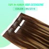 VINBAO Tape in Hair Extensions Human Hair Pu Blonde Real Hair Extensions Color #4 Ombre #27 Caramel Blonde #4 Brown Straight Remy Hair 50g Double Sided Tape in Extension 20pcs (18inch, 4/27/4)
