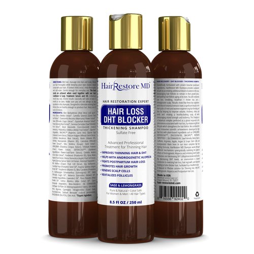 Hair Loss DHT Blocker Shampoo with Sage & Lemongrass, Biotin Volumizing Caffeine Shampoo for Hair Regrowth and Thickness, Sulfate-Free for Men & Women