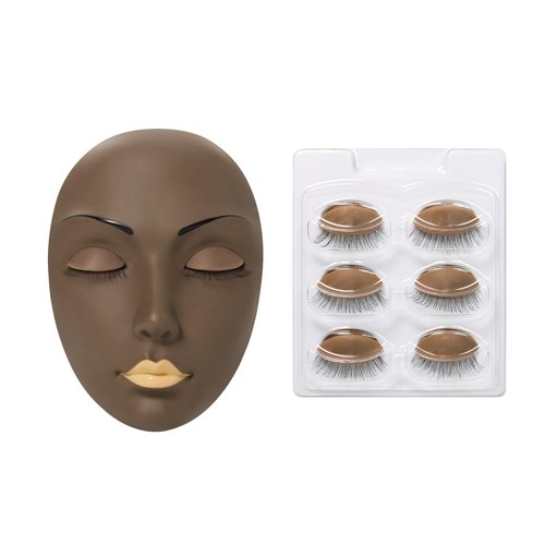 ANNAFRIS Lash Mannequin Head,Eyelash Mannequin Head with Eyelids,Lash Extension Training Practice Head,4 Pairs Removable Eyelids,Black Color