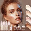 MEICOLY Light Liquid Highlighter,Long Lasting Liquid Luminizer Shimmer Stick,Waterproof Smooth Highlight Face Illuminator,Silky Natural Glow Makeup Sparkly Highlighters for Face,02 Mesmerize