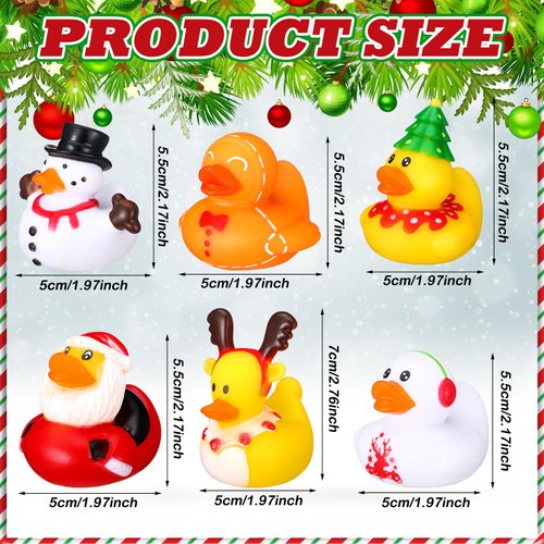 Sotiff 12 Pack Christmas Rubber Ducks Light Up Ducks Toddler Stocking Stuffers Christmas Bath Toys Christmas Ducks for Kids Toddlers Boys Girls Sensory Toy Birthday Gift Party Favor