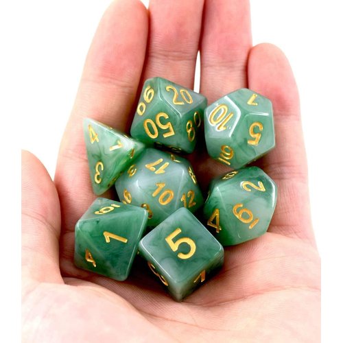 HDdais Polyhedral DND Dice Sets, 7-Die Green D&D Dice for Dungeons and Dragons Pathfinder RPG MTG Table Gaming Dice,Jade Dice (Green)