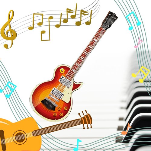 Suartus Miniature Guitar Miniature Bass Model - 4Pcs 1:12 Mini Musical Instrument Bass Guitar Wooden Guitar Model Display Ornaments for Mini Music Room Accessories Model Home Decoration