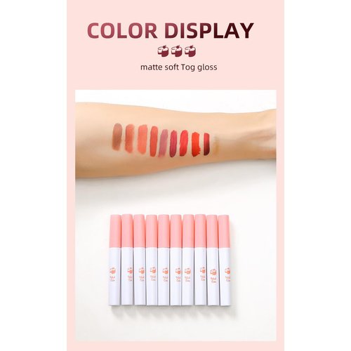 Biewals 10 Color Lip Tint Stain Set Rey Matte Liquid Lip Gloss, Velvet Lipstick Set Natural Ingredients Non-Stick Cup Easy To Stain 24-Hour Long-Lasting Waterproof