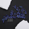 Teyglen Crystal Wedding Headpiece Flower Blue Rhinestone Bridal Hair Comb Headband Hair Accessories for Bride Handmade Blue Crystal Hair Piece Bridal Side Comb for Women Girls (Blue)