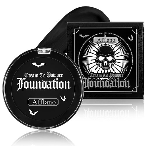 Black Face Paint Cream to Powder Makeup Foundation, Full-Coverage Face Painting Concealer for Kids & Adults, Pro Face Body Paint for Halloween SFX Makeup, Clown, Zombie, Vampire, Skeleton, Joker,Skull