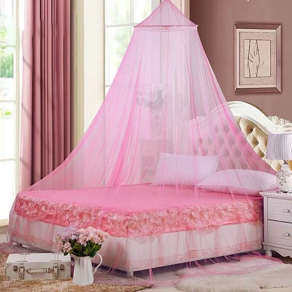 Eimilaly Bed Canopy Mosquito Net, Bed Canopy for Girls Room Decor - Insect Protection Hanging Canopy for Adults, Babies, Outdoor Camping, Pink/No Opening