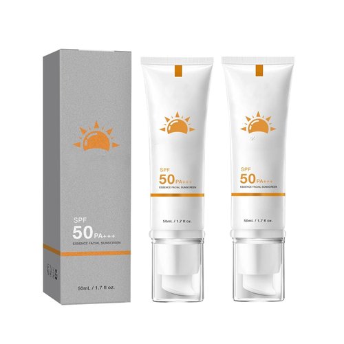 Face Sunscreen, SPF 50 Moisturizing Face Cream, Moisturizing Sun Essence Leaf Non-Stick Feeling Travel Sunscreen, No Sticky Feeling (2pcs)